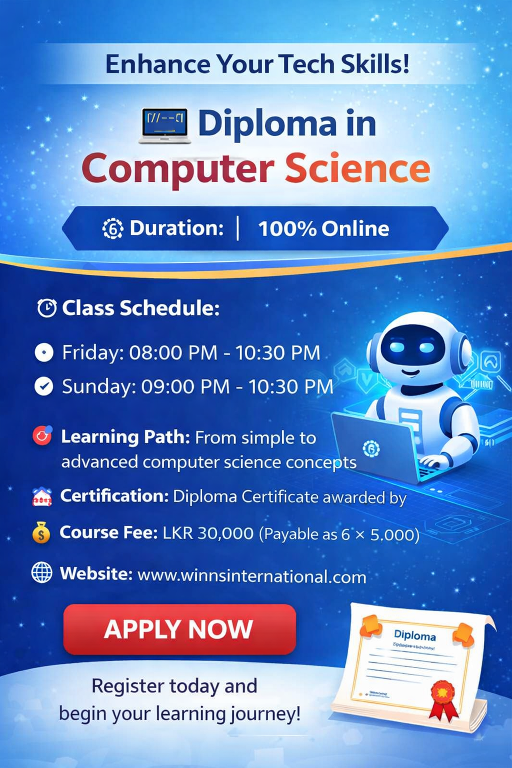 Diploma in Computer Science course poster
